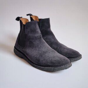 Navy Suede Chelsea Boots - Size 9